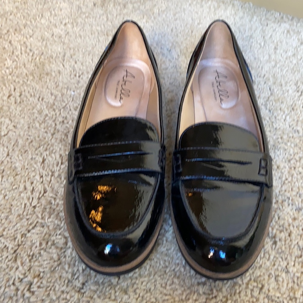 Black patent loafers